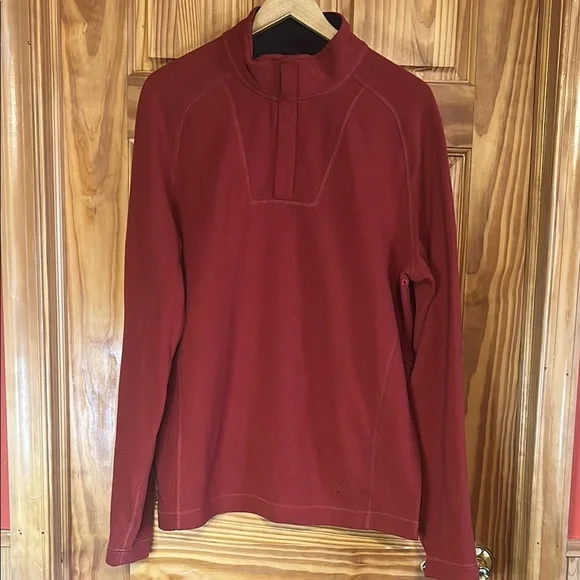 REI red-orange quarter zip fleece sweater - Picture 1 of 8